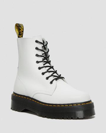 White Men's Dr Martens Jadon Smooth Leather Platform Boots | CA 561BEX